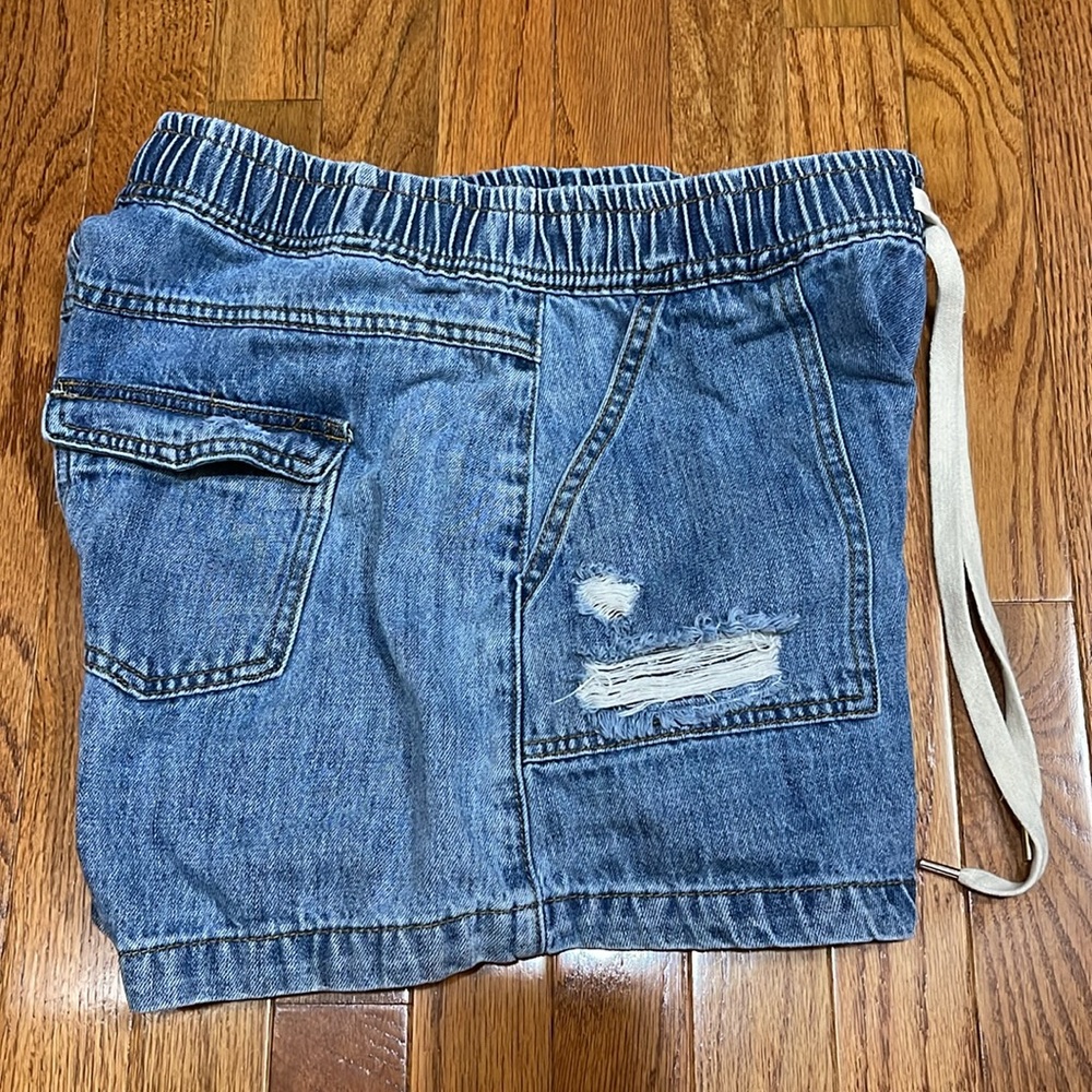 White Birch Distressed Drawstring Denim Shorts Large - Picture 4 of 10